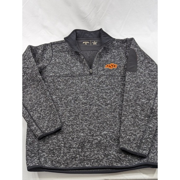Antigua Quarter Zip Oklahoma State Sideline Pullover (Mens L) Gray Static Heavy - Picture 3 of 7